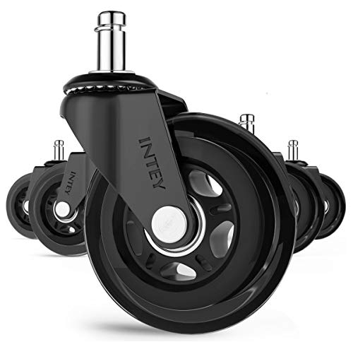 INTEY Bürostuhlrollen, Bürostuhl Rollen hartboden, Hartbodenrollen, 5er Set Drehstuhlrollen, 11x 22mm, für alle Bodenarten geeignet, Schwarz