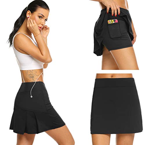 Damen Rock Kurz Culottes Tennisrock Hose mit Taschen für Frauen Mädchen Sport