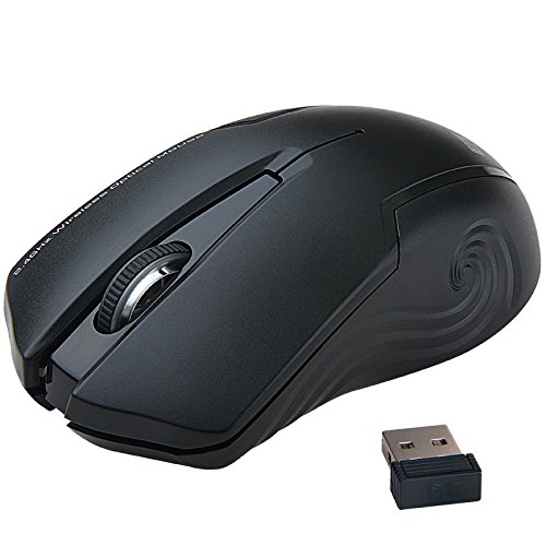 Uping geräuschlose stumm ergonomische kabellose optische laser Maus mit Nano USB schnurlose Empänger kompatibel zu PC Mac Computer Notebook and Laptop 2.4 GHz 3 Justierbare CPI Level, 1600 CPI, 3 Tasten, 18-Monate Batterielaufzeit Schwarz