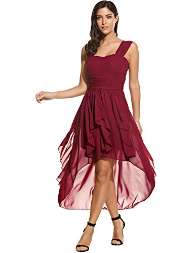 Beyove Damen Chiffonkleid Abendkleid Knielang Elegant Vokuhila Kleid Mit Saum Ballkleid Wickelkleid Sommerkleid Partykleid Cocktailkleid