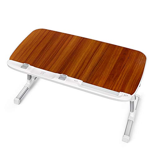 TaoTronics Laptoptisch Tragbarer Klappbarer Winkel Verstellbarer Schreibtisch Höhenverstellbarer mit Polierte Holzoberfläche rutschfeste Füße für Sofa, Bett, Büro und Picknick usw