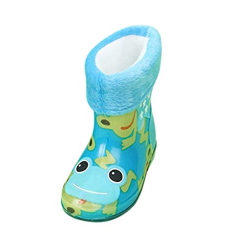 WEXCV Kinder Baby Schuhe Jungen Mädchen Gummistiefel aus Naturkautschuk Nette Unisex Plus Samt Regenstiefel Trendige rutschfest Wasserdicht Bunte Cartoon Muster Stiefel