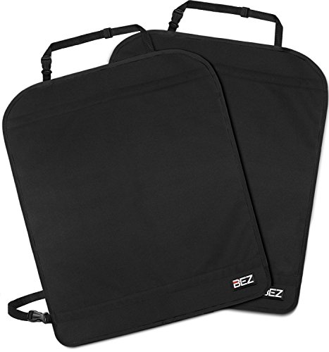 Rückenlehnenschutz Kinder, Trittschutz [2 Stück], BEZ Rücksitzschoner Kinder Anti-Schmutzig, Wasserdichter Autositz Schoner, Auto Rückenschutz Hochqualitatives 600D-Material, Schwarz