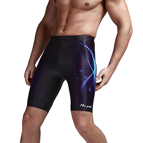 GWELL Herren Lange Badehose Schwimmhose schwarz blau L