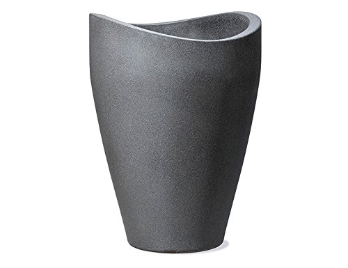 Scheurich Wave Globe High, Hochgefäß aus Kunststoff, Schwarz-Granit, 29,8 cm Durchmesser, 40 cm hoch, 6 l Vol.