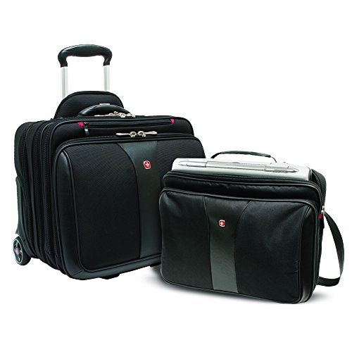 Wenger 600662 PATRIOT 17' 2-teiliges Business Wheeled Laptop Aktentasche, gepolsterte Laptopfach mit passenden 15,4-Zoll-Laptop-Tasche in schwarz {25 Liter}