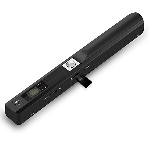 GHB Handscanner 900DPI Auflösung s/w und Farbe Dokumentenscanner Wireless Tragbarer A4 Scanner mit 8G Micro SD Karte JPG und PDF Format Schwarz