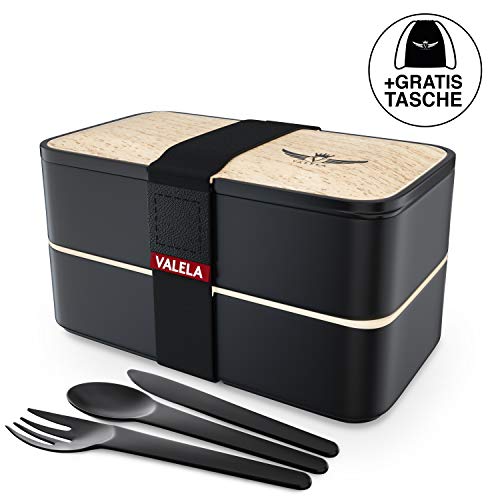 VALELA Lunchbox - Praktische Bento Box für den Transport von Mahlzeiten - Design Brotdose für die Schule und Arbeit - Meal prep Container für Kinder & Erwachsene - inkl. Transportbeutel + E-Book