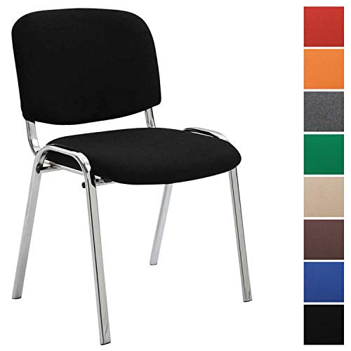 CLP Konferenzstuhl Ken Chrom mit hochwertiger Polsterung und Stoffbezug I Stapelstuhl mit robustem Metallgestell in Chromoptik Schwarz