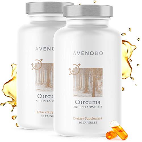 Premium Kurkuma (flüssig) mit Vitamin D3 von Avenobo - 185x höhere Bioverfügbarkeit als natives Curcumin - NovaSOL Hochdosiert Vegetarisch Flüssiges Curcuma Kapseln Hochdosiert - 60 (2x30) Kapseln