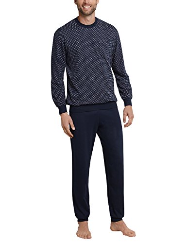 Schiesser Herren Zweiteiliger Schlafanzug Anzug Lang, Blau (Dunkelblau 803), Large (Herstellergröße: 052)
