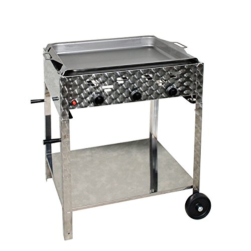 Gasbräter 12 kW fahrbar mit Stahlpfanne 3-flammig Gasgrill Grill Gastrobräter Profigrill Verein