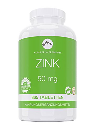 Alparella Elements – Zink 50mg | Family-Pack 365 vegane Tabletten hochdosiert | MADE IN GERMANY