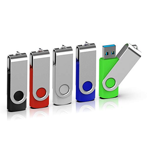 TOPESEL USB-Stick 32GB 3.0 Memory Sticks 5 Stück Speicherstick USB-Flash-Laufwerk USB Flash Drive 360° Drehbar Design mit Metalldeckel Bunt Schwarz, Silber, Blau, Grün, Rot