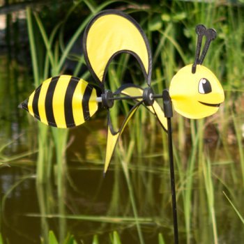 Windspiel - Little Magic Bee - UV-beständig und wetterfest - Windrad: Ø28cm, Motiv: 35x13cm, Gesamthöhe: 85cm - inkl. Fiberglasstab (Bee)