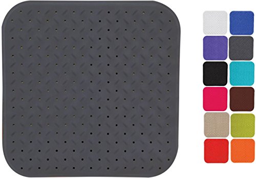 MSV Premium Duschmatte Badematte Badewannenmatte Badewanneneinlage antibakteriell rutschfest mit Saugnäpfen - Grau - duftet nach Rosen - ca. 54 x 54 cm - waschbar bei 60° Grad