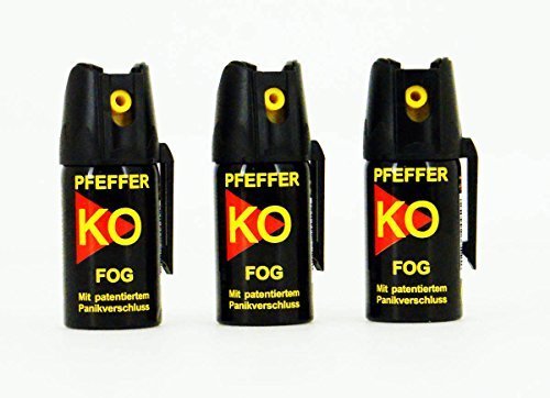 3 Dosen KO Fog Pfefferspray mit Sprühnebel 40ml - Abwehrspray Familienpackung