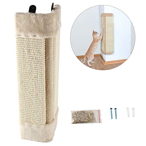 KingSaid Eckkratzbrett Katzenkratzbrett Kratzbrett Kantenschutz Katzen Kletterwand Eckenschutz Kratzecke Sisalbrett 50cm Beige