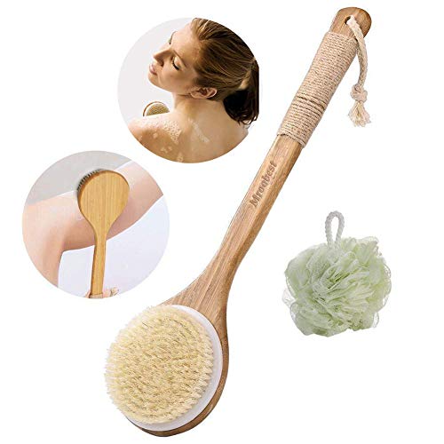 Rückenbürste, Badebürsten, körperbürste, Massagebürste, 2 in 1 Badebürste und Bath Ball Set für die Verbesserung der Blutzirkulation/Eliminating Müdigkeit - nass/trocken Verwendung