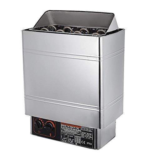 FlowerW 9kw Elektroherd Saunaofen 380-415V Saunaofen Interner Steuerung Eingebaute Sauna Elektroherd (9KW-Edelstahl)