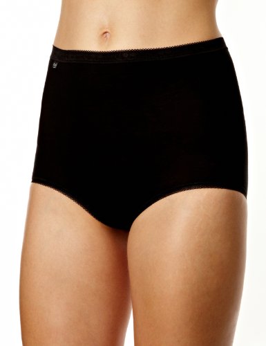 Sloggi Damen Taillenslip Basic+ Slip Maxi, 4er Pack, Schwarz (Black), 46 (Herstellergröße: 18)
