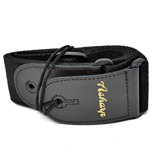 Asharp Gitarrengurt und Bassgurt – Erstklassiger Gurt für Westerngitarre und Akustikgitarre, Bass, E-Gitarre und Ukulele – Verstellbarer Strap - Schwarz