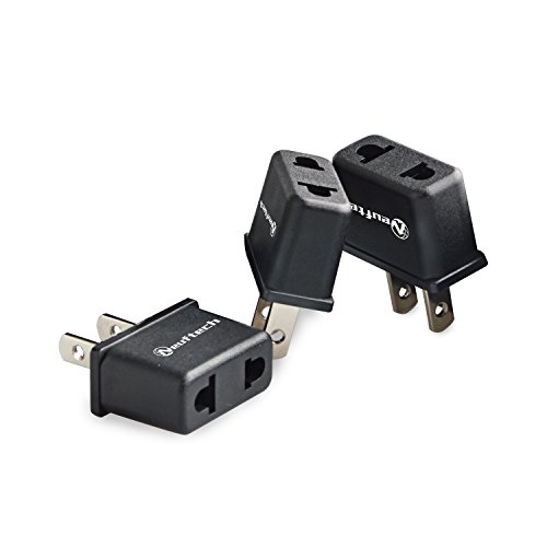 Neuftech 3x Reisestecker Adapter DE/EU Buchse auf US 2Pin Stecher Amerika Kanada Japan China Mexiko Thailand Taiwan Brasilien Philippinen usw. 2 Pin Reiseadapter (Schwarz)