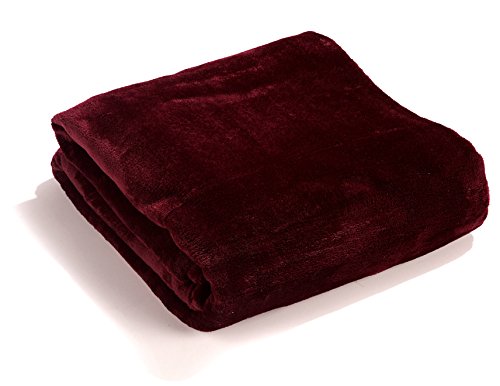 Fashion&Joy Premium Flanell Kuscheldecke Super Soft 200 x 150 cm XL in Bordeaux rot - pflegeleicht - fusselfrei - geprüfte Qualität - Ökotex zertifziert - Wohndecke weinrot Typ380
