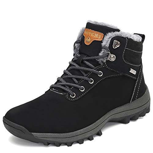 Pastaza Warme Winterschuhe Herren Gefüttert Wanderschuhe Männer Wasserdicht Winterstiefel Outdoor Winter Boots Rutschfest Schneestiefel Schwarz, 43