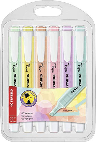 Textmarker - STABILO swing cool Pastel Edition - 6er Pack - 6 Farben
