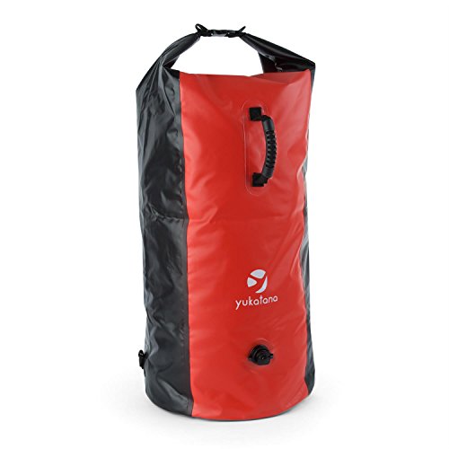 yukatana Quintono 100 • Seesack • Packsack • Rollbeutel • Trekking-Rucksack • Travel-Reiserucksack • 100 Liter • 2 Tragegurte • wasserdicht • Wickelverschluss • Clip-Schnalle • rot-schwarz