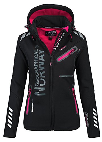 Geographical Norway Damen Softshell Funktions Outdoor Regen Jacke Sport [GeNo-24-Schwarz-Gr.L]