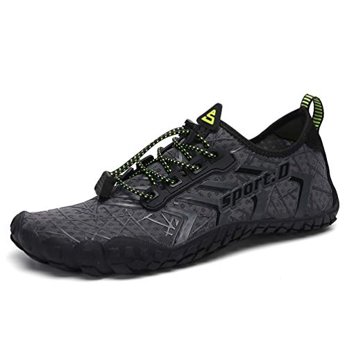 UBFEN Herren Damen Badeschuhe Wasserschuhe Aquaschuhe Strandschuhe Gehen Yoga Strand Fahren Bootfahren für Wasserdicht Schnell Trocknend Schwimmschuhe Surfschuhe 44 EU Grau