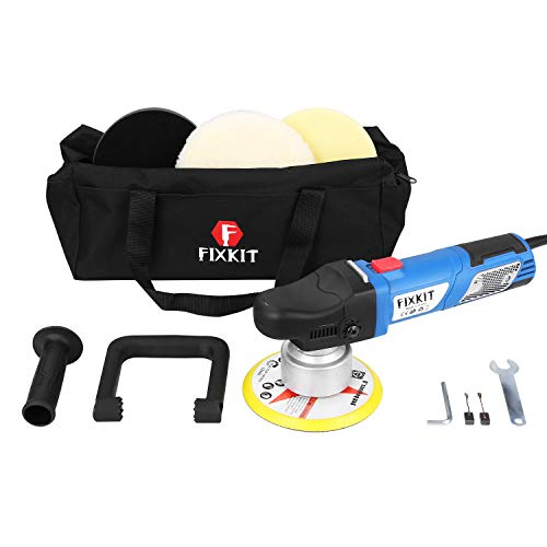 FIXKIT 9mm-900W Exzenter Poliermaschine mit 6 variablen Geschwindigkeit inkl. Polierschwamm und Tasche für Auto, KFZ, Boot (DP502)