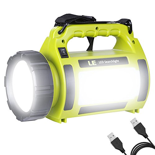 LE 1000lm LED Handscheinwerfer, wiederaufladbare Akkulampe, USB-Kabel inkl, 10W dimmbar 3 Lichtmodi 2 Helligkeitsstufen, Handlampe mit 3600mah Powerbank, IPX4 Wasserdichte Arbeitsleuchte