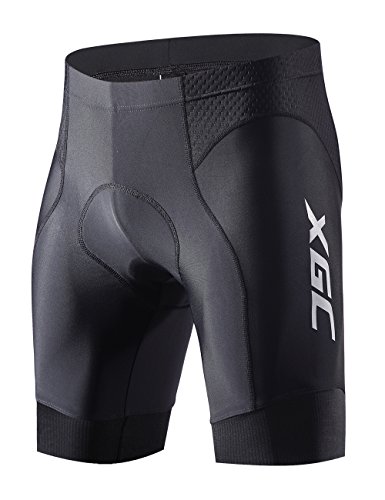 XGC Herren Kurze Radhose und Radunterhose Radsportshorts Fahrradhose für Männer Elastische Atmungsaktive 3D Schwamm Sitzpolster mit Einer Hohen Dichte (L, Black)