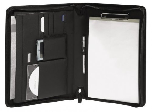 Bodenschatz Schreibmappe/Notebook/Portfolio DIN A4 schwarz JAMES, aus echtem Rindleder mit Fächern und Block, perfekt für Meeting oder unterwegs