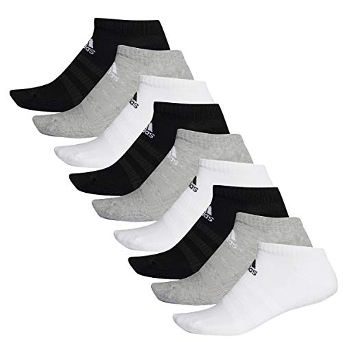 adidas 9 Paar Performance No Show Sneaker Socken Unisex Kurzsocke, Farbe:schwarz - weiß - grau, Socken & Strümpfe:40-42