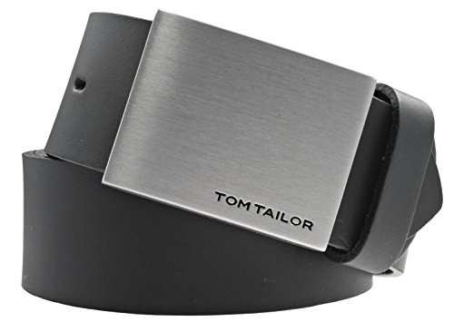 TOM TAILOR Herren Gürtel Herrengürtel Leder Gürtel Ledergürtel 40 mm schwarz, Länge:90