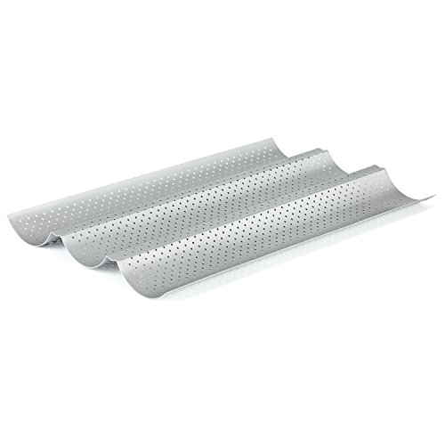 GOURMEO Baguette-Backblech (38 x 24,5 cm) für 3 Baguettes mit Antihaftbeschichtung, Baguetteform, Baguetteblech