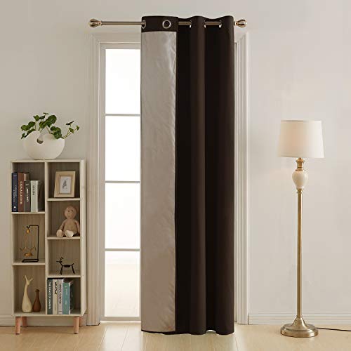 Deconovo Vorhang mit Ösen für Wohnzimmer Oxford Thermovorhang Gardinen 240x135 cm Schoko