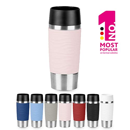 Emsa N2010600 Travel Mug Wave-Design, Thermobecher, 360 ml, rosa