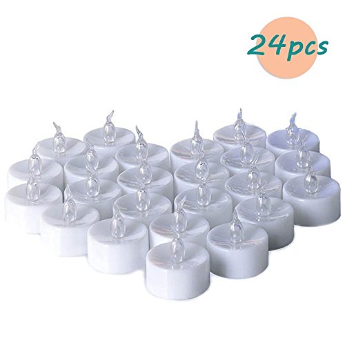 Zenoplige Teelichter batterie 24 Flameless Kerzen inkl. Batterien CR2032 , flammenlose LED Teelichter flackernd Kerzen mit Flackereffekt Warmweiß