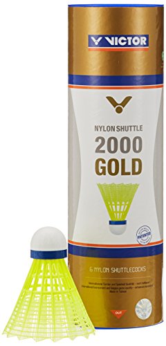 VICTOR Nylon Federball Shuttle 2000 6er Dose, Gelb / Blau