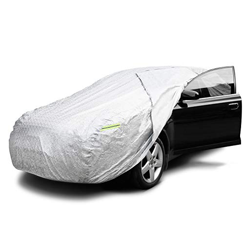 INTEY Autoabdeckung, Abdeckplane, Autogarage, Autoplane Ganzgarage, Auto Vollgarage Plane, mit seitlicher Öffnung, Vollgarage mit Reflexstreifen Wasserdicht Für Auto Autogarage (480 * 175 * 120cm)