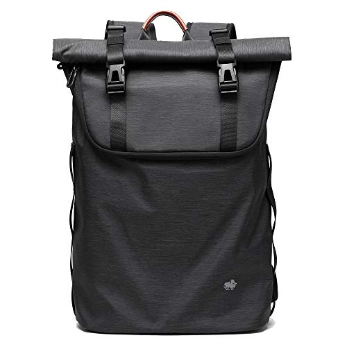 BISON SPIRIT Wasserdichter Laptop Rucksack Uni Casual Schulrucksack Business Daypack Reiserucksack für Damen und Herren (Schwarz-N2920)