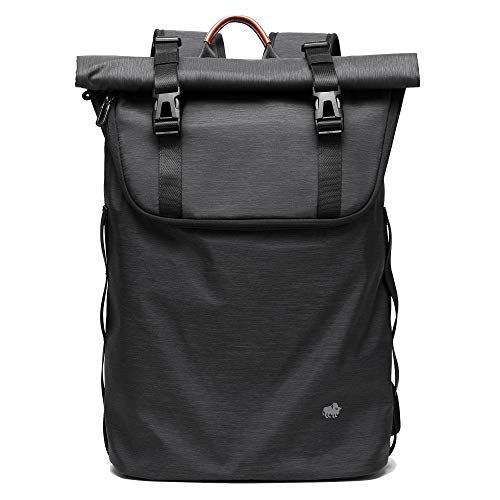 BISON SPIRIT Wasserdichter Laptop Rucksack Uni Casual Schulrucksack Business Daypack Reiserucksack für Damen und Herren (Schwarz-N2920)