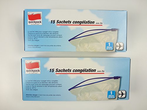 30 Zipper Gefrierbeutel 1 Liter mit Zipp-Reißverschluss, auch als Reisebeutel für Flüssigkeiten im Handgepäck, Flightbag, Flight Bag, Flughafenbeutel