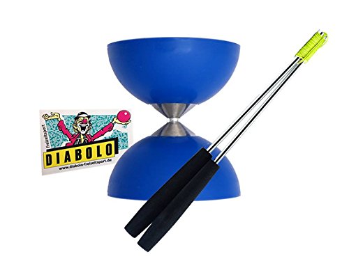 Diabolo Acrobat (Blau) + Handsticks Aluminium (Schwarz) + Aufkleber