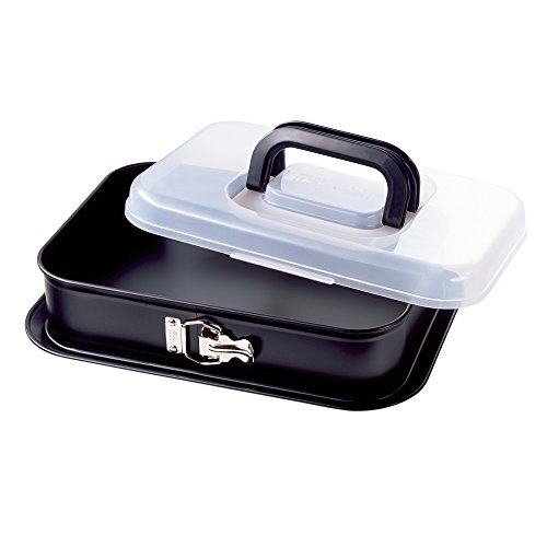 KAISER Springform rechteckig 35 x 24 cm Bake & Take sehr gute Antihaftbeschichtung sichere Premium-Transporthaube mit klappbarem Griff praktisches Frischalten und Aufbewahren